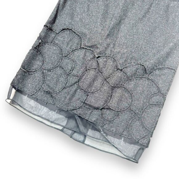 Lavender Label Vera Wang Grey Wool Silk Floral and Mesh Detail Pencil Skirt Sz 4 - Picture 3 of 11